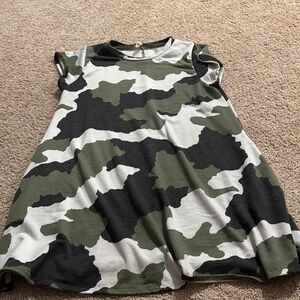 Elan Camouflage Mini Dress - Black and Green